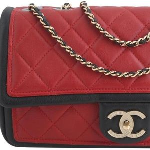 Chanel Red Quilted Graphic Medium Flap Bag